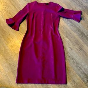 Plum sheath dress with great arm/sleeve detail